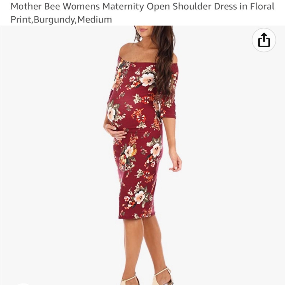 Mother bee maternity dress shoulder less floral